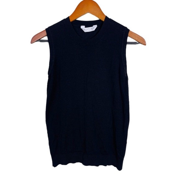 EVERLANE Womens Top Black Sleeveless 100% Wool Extra Small XS Career Knit - Picture 1 of 5